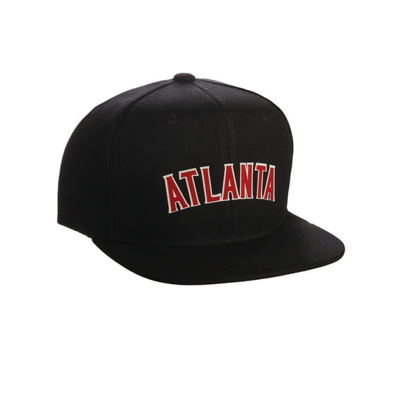 Original Snapback Custom American Cities State Letters Ajustable Flat Visor Cap (Atlanta Black , White red)