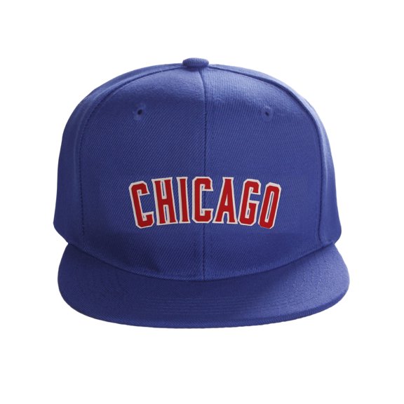 Original Snapback Custom American Cities State Letters Ajustable Flat Visor Cap (Chicago Royal, White Red)