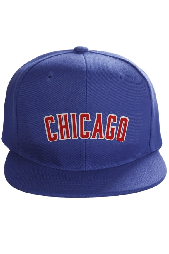 Original Snapback Custom American Cities State Letters Ajustable Flat Visor Cap (Chicago Royal, White Red)