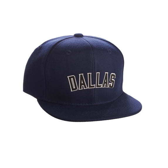 Original Snapback Custom American Cities State Letters Ajustable Flat Visor Cap (Dallas Navy, White Black)