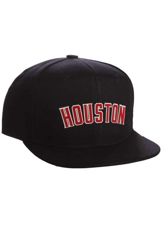 Original Snapback Custom American Cities State Letters Ajustable Flat Visor Cap (Houston Black, White Red)