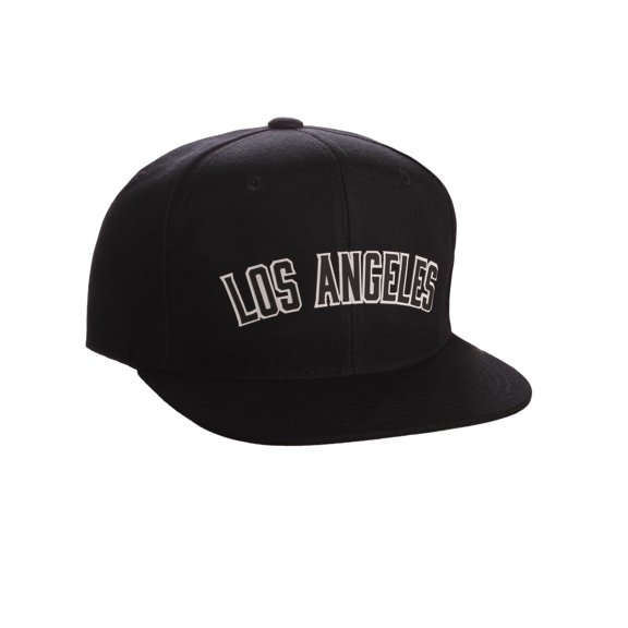 Original Snapback Custom American Cities State Letters Ajustable Flat Visor Cap (Los Angeles Black, White Black)