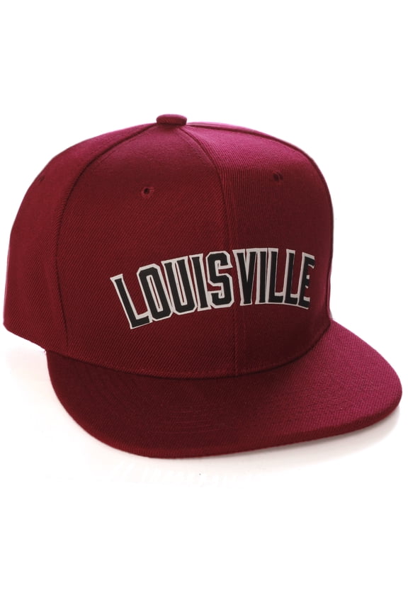 Original Snapback Custom American Cities State Letters Ajustable Flat Visor Cap (Louisville Burgundy, White Black)