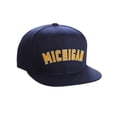 thumbnail image 1 of Original Snapback Custom American Cities State Letters Ajustable Flat Visor Cap (Michigan Navy, White Gold), 1 of 4