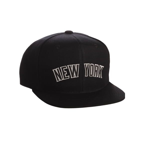 Original Snapback Custom American Cities State Letters Ajustable Flat Visor Cap (New York Black, White Black)