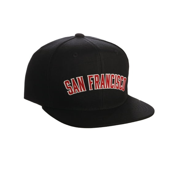 Original Snapback Custom American Cities State Letters Ajustable Flat Visor Cap (San Francisco Black, White Red)