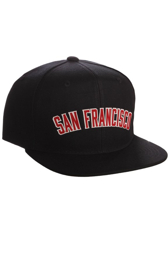 Original Snapback Custom American Cities State Letters Ajustable Flat Visor Cap (San Francisco Black, White Red)