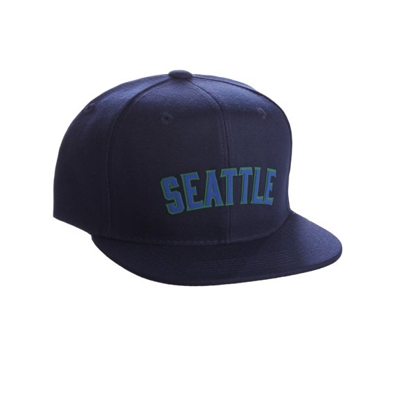Original Snapback Custom American Cities State Letters Ajustable Flat Visor Cap (Seattle Navy, Green Royal)