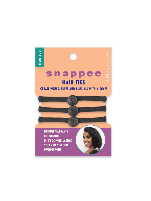 Hair Ties for Curly & Natural Hair – Black (3 Pack)