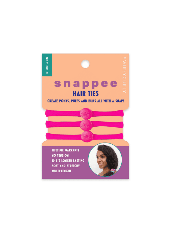 Hair Ties for Curly & Natural Hair Pink (3 Pack)