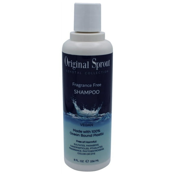 Original Sprout Coastal Collection Shampoo, Fragrance Free, Bottles from ocean bound plastic, 100% Vegan, Hypoallergenic, 8oz Bottle