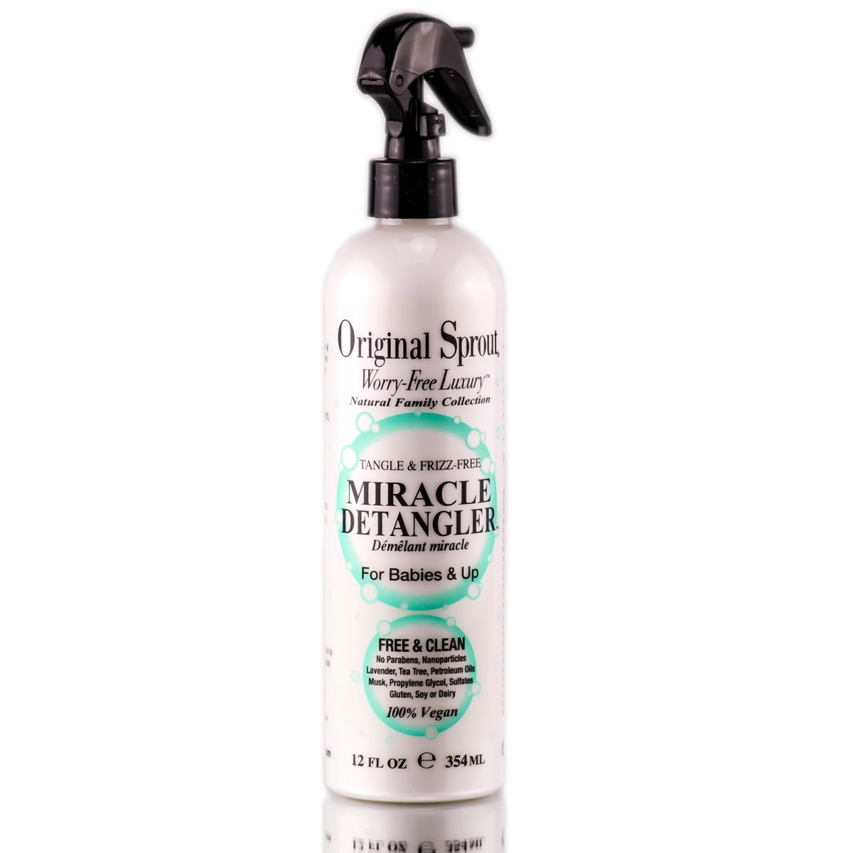 Original Sprout Classic Miracle Detangler, Leave-in treatment, Tame your pesky hair, 100% Vegan, Hypoallergenic, For all types of hair, 12oz Bottle