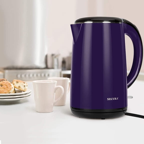 Original Stainless Steel Double Wall Electric Water Kettle 1.8 Quart with Auto Shut-Off & Boil-Dry Protection, Dark