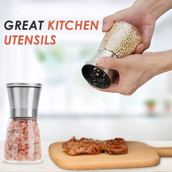 Original Stainless Steel Salt or Pepper Grinder - Top Spice Mill with Ceramic Blades, Brushed Stainless Steel and Adjustable Coarseness By Pepper Grinder Single Package