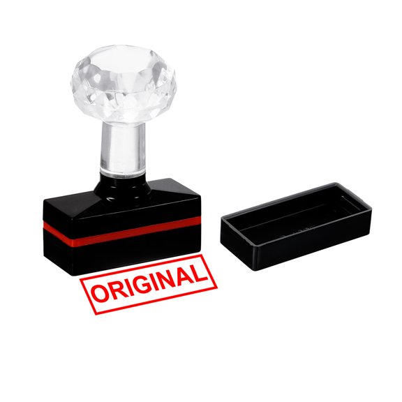 Uxcell Black Plastic Stamp Self Inking Red Ink Office Stamps Pre Inked Message Stamp 1.8'' x 0.8'' Original