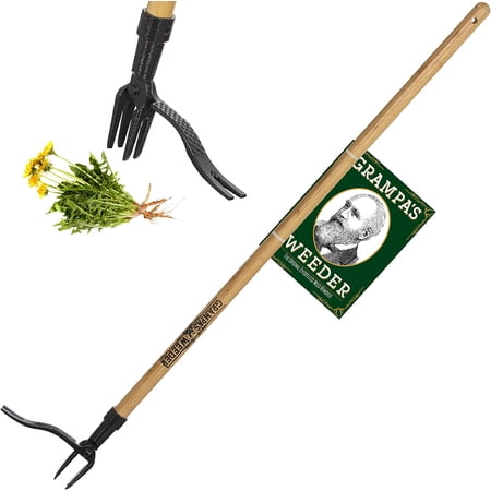 Original Stand Up Weed Puller Tool with Long Handle - Made with Real Bamboo & 4-Claw Steel Head Design - Easily Remove Weeds without Bending, Pulling, or Kneeling