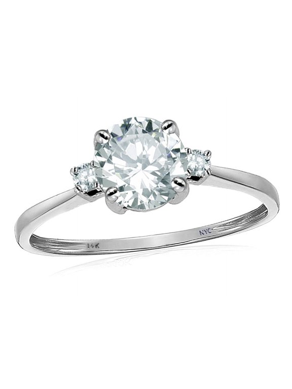 Original Star K� 7mm Round Genuine White Topaz Classic 3 stones Engagement Ring