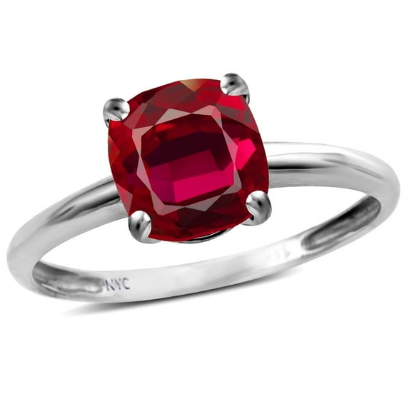 Original Star K� Created Ruby 7mm Cushion-Cut Solitaire Engagement Ring