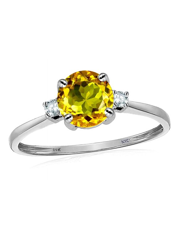 Original Star K� Genuine 7mm Round Citrine Classic 3 stone Engagement Ring