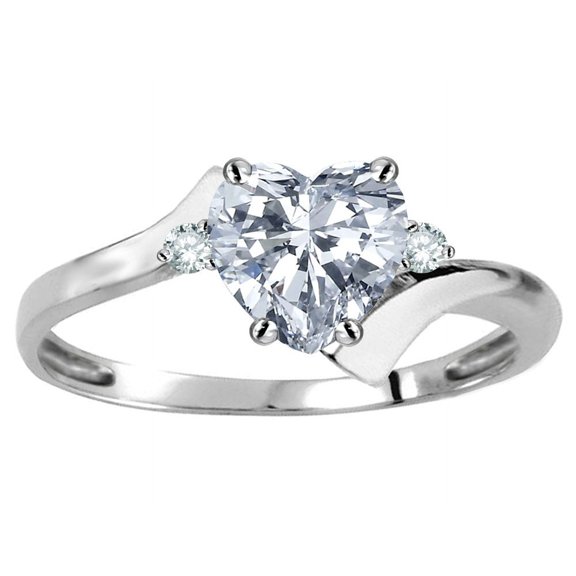 Original Star K� Heart Shape 6mm Genuine White Topaz bypass Ring