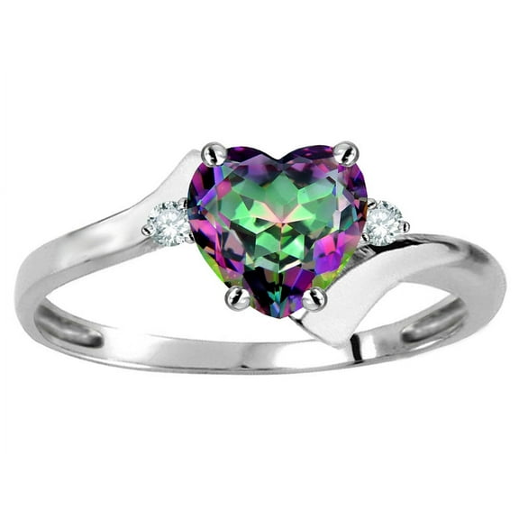 Original Star K� Heart Shape 6mm Rainbow Mystic Topaz  bypass Ring