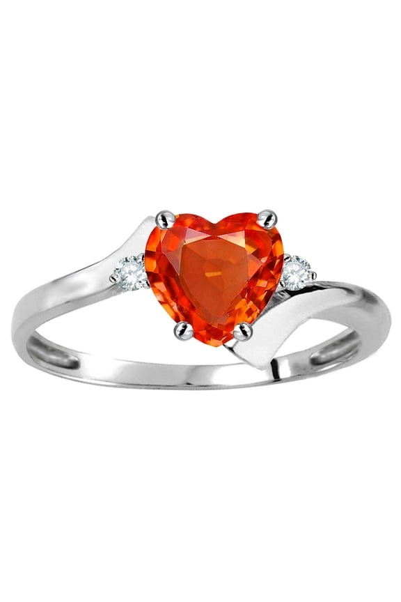 Original Star K� Heart Shape 6mm Simulated Orange Mexican Fire Opal bypass Ring