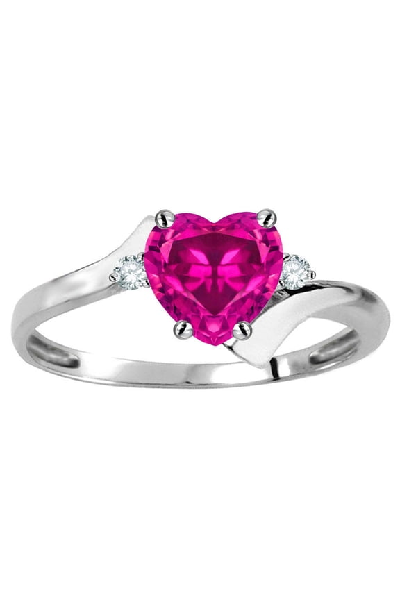 Original Star K� Heart Shape 6mm Simulated Pink Tourmaline bypass Ring