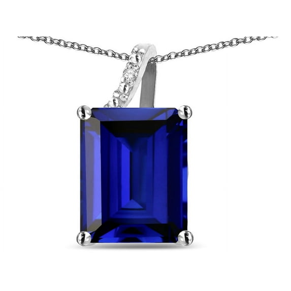 Original Star K� Large 10x8 Octagon Emerald Cut Created Sapphire Pendant Necklace