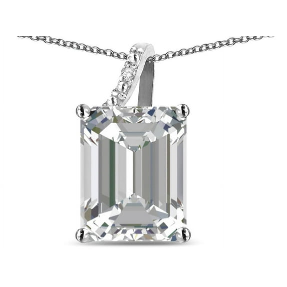 Original Star K� Large 10x8 Octagon Emerald Cut Genuine White Topaz Pendant Necklace