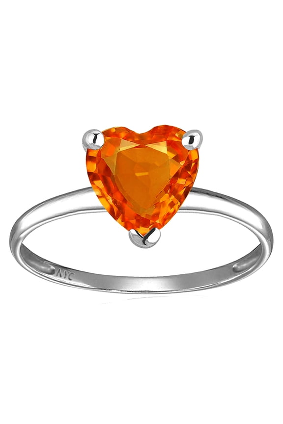 Original Star K� Simulated Orange Mexican Fire Opal Heart Shape 8mm Solitaire Engagement Ring