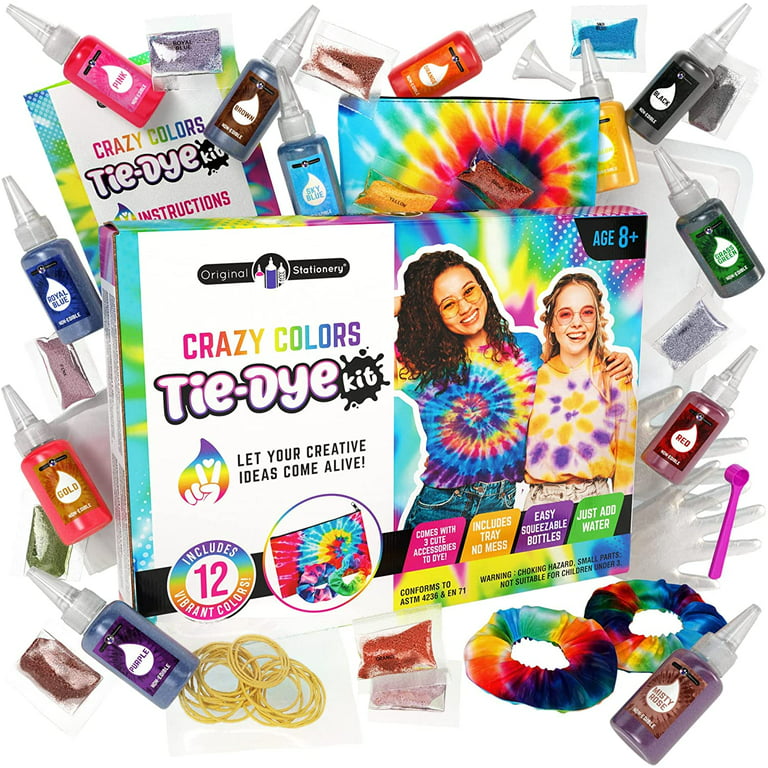 Original Stationery Color Crazy Tie Dye Kit, All in One Tie Dye Kit for Girls Ages 10-12 with All The Tie Dye Colors Needed to Make Colorful Tie Dye