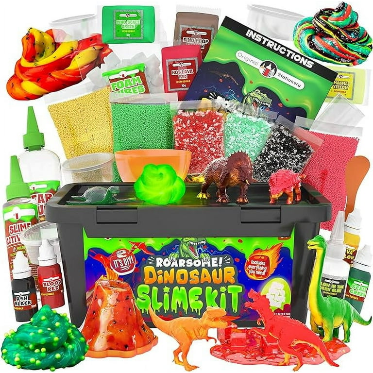 Original Stationery Dinosaur Slime Kit, Glow in The Dark Slime