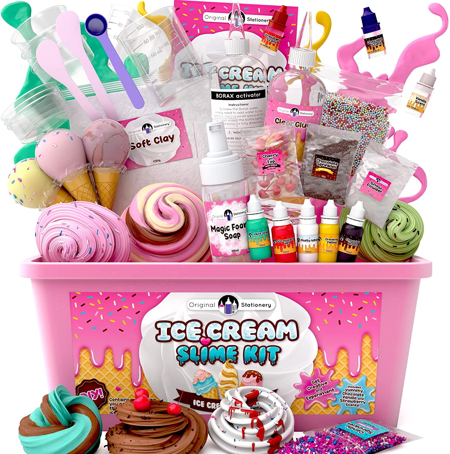 Original Stationery Fluffy Slime Kit for Girls Everything in One Box to  Make Ice Cream Slimes, Make Fluffy, Butter, Cloud & Foam Slimes!