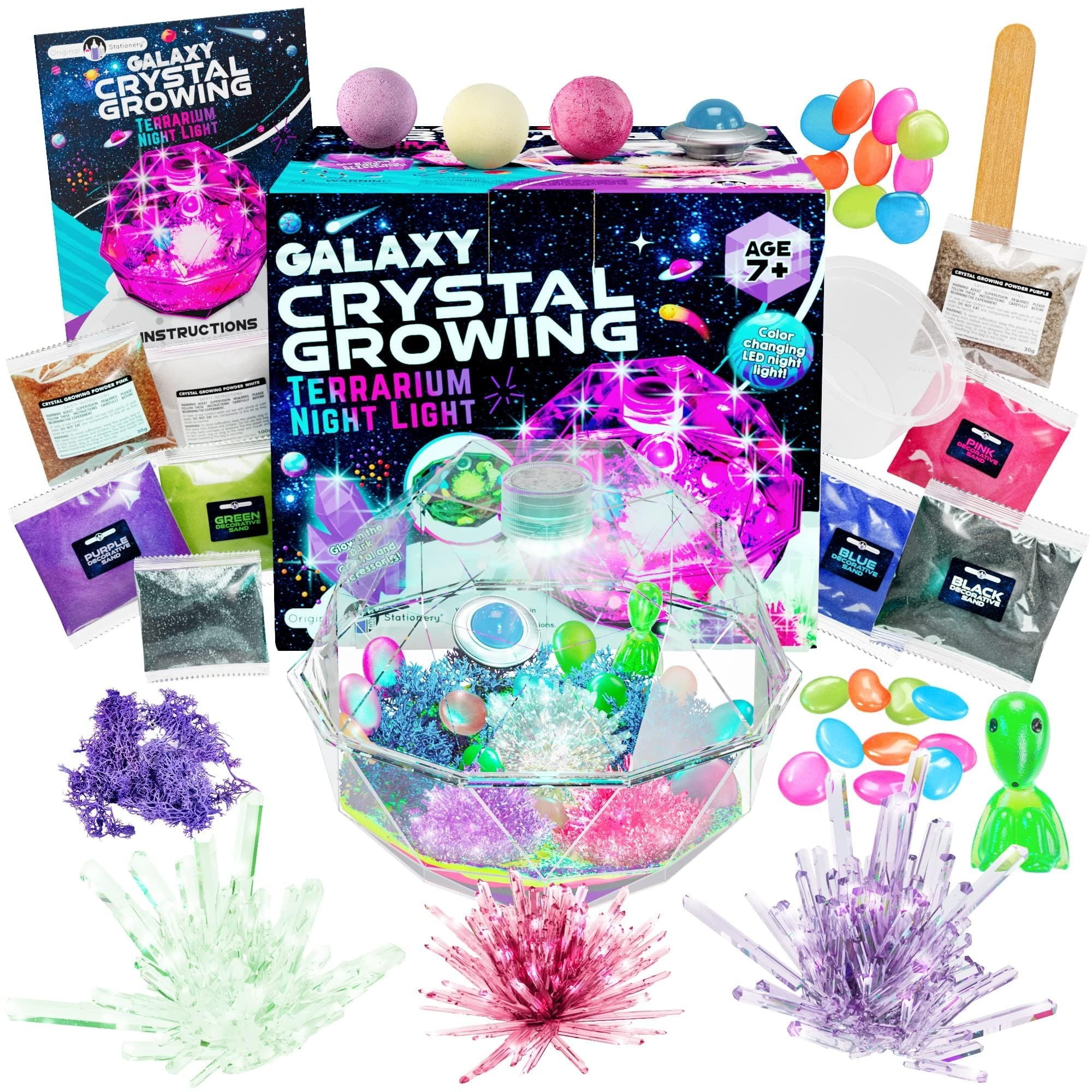 Galaxy Crystal Growing Terrarium Kit with LED Light for Kids