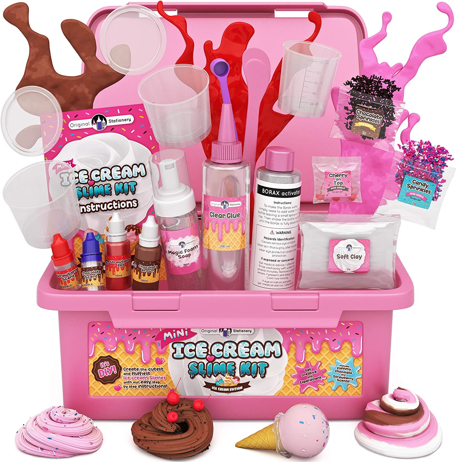 Original Stationery Ice Cream Slime Kit for Girls, Ice Cream Slime Making  Kit to Make Cloud Slime and Foam Slimes, Fun Christmas Gifts for Girls 8-12