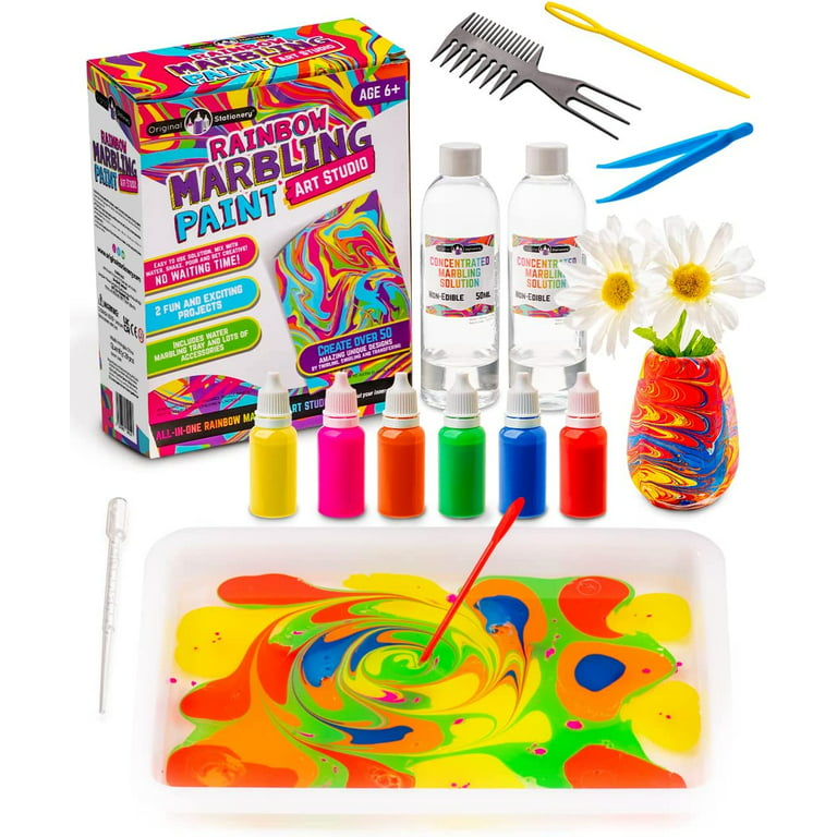Dan&Darci Marbling Paint Art Kit for Kids - Arts & Crafts Gifts for Girls &  Boys Ages 6-12 Years Old - Craft Kits Set - Paint Gift Ideas Activities