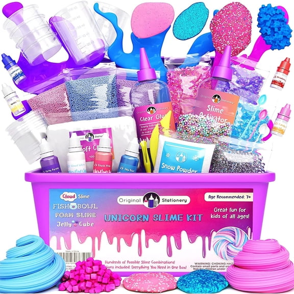 Original Stationery Unicorn Slime Kit, Slime Kit for Girls 10-12 to Make Amazing Unicorn Slime for Girls and Glow in The Dark Unicorn Slime for Kids, Fun Holiday Gifts for Christmas and Thanksgiving
