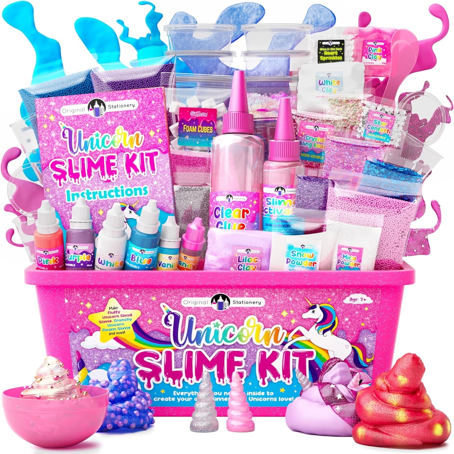 Original Stationery Unicorn Slime Kit, Magical Glow Slime Kit for Girls 10-12, Glow in The Dark Unicorn Slime for Kids, Fun Unicorn Gift for Girls, Ideal Christmas and Thanksgiving Gift