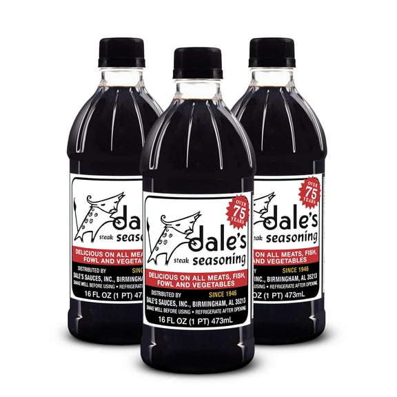Original Steak Seasoning By GP27Dale's, Gluten-free I No Cholesterol | Delicious on Meats, Fish, Poultry | (3) 16 oz Bottle | No Long Marinating, Savory Blend of Exotic Spices!