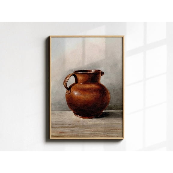 Original Still Life, Earthy Muted Colors, Antique Moody Wall Art, Cottagecore Decor, Vintage Unframed Paper Print