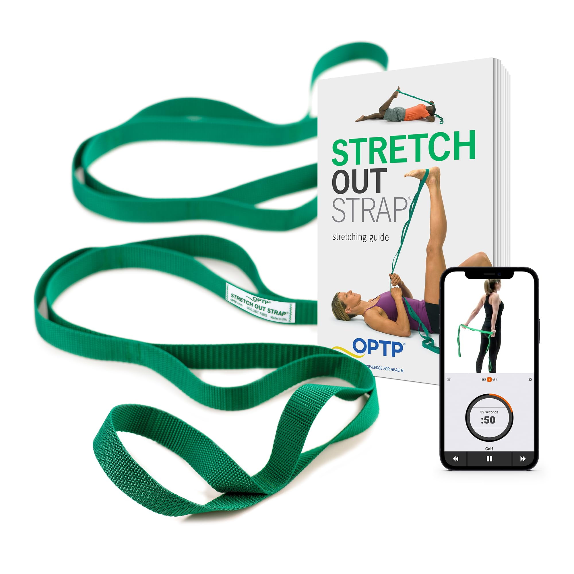 The Original Stretch Out Strap with Exercise Book, Top Choice Stretch Out Straps for Physical Therapy, Yoga Stretching Strap or Knee Therapy Strap by OPTP