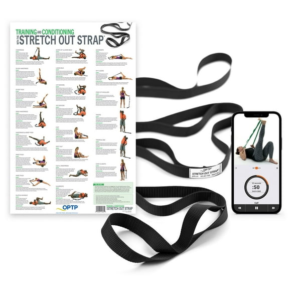 The Original Stretch Out Strap with Exercise Poster, USA Made Top Choice Stretch Out Straps for Physical Therapy, Yoga Stretching Strap or Knee Therapy Strap by OPTP (XL)
