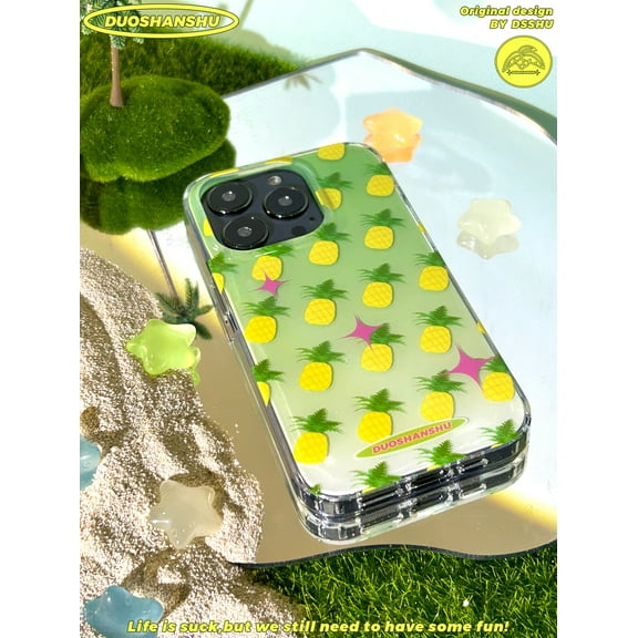 Original Super Cool Pineapple Double Layer Printed Phone Case Couple Girlfriend Compatible with iPhone 14