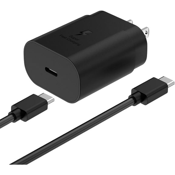 Original Super Fast Adaptive Wall Adapter 25W Charger for Samsung Galaxy Note20 with 4FT (1.2M) USB C PD Charging Cable - Black (US Version)