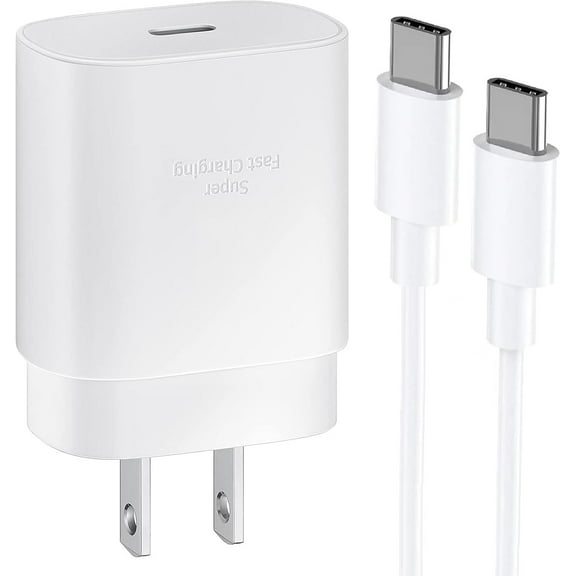 Original Super Fast Adaptive Wall Adapter 25W Charger for Samsung Galaxy Z Flip3 with 4FT (1.2M) USB C PD Charging Cable - White (US Version)