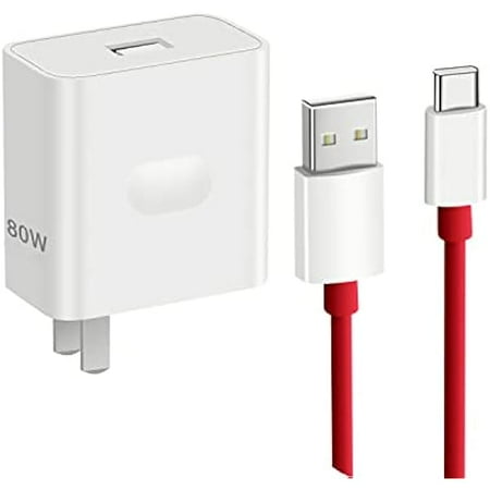 Original Super vooc 80W [11V/7.3A] for OnePlus11 11pro 10pro, Warp Charger 65w for 9Pro 9R 9 8T with 6.6ft USB A-to-C Warp Charging Cable
