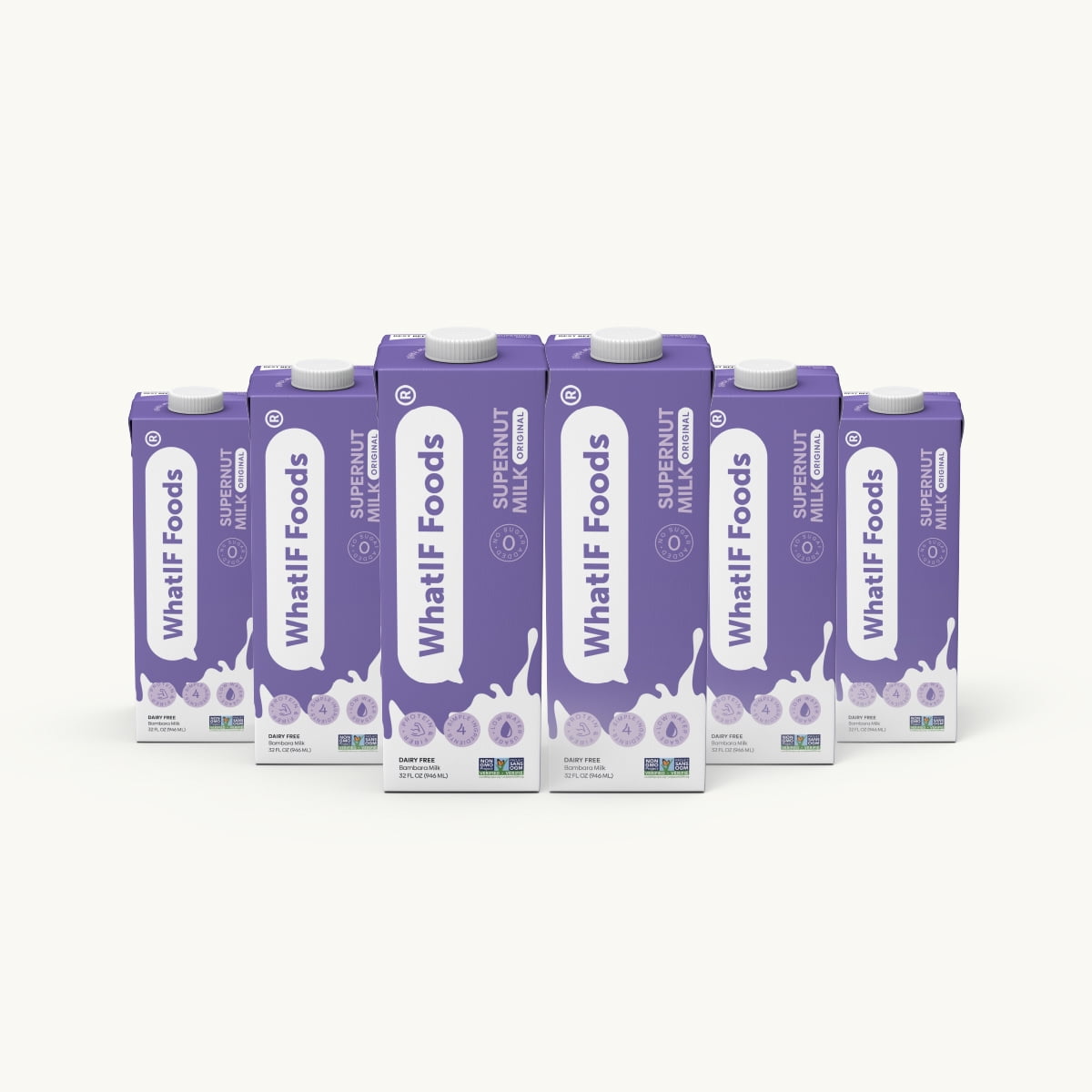 Original Supernut Milk | Unsweetened, Plant-Based Milk | 5g Protein, 35% DV Iron, 20% DV B12 - 33.8 Fl Oz - (Pack of 6) by WhatIF Foods