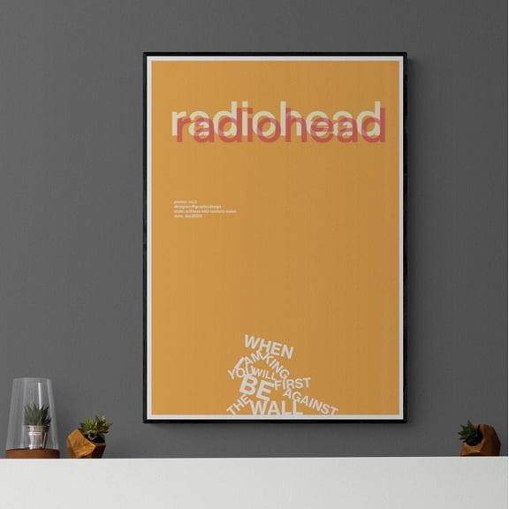 Original Swiss Style Radiohead Paranoid Android Poster, Music Wall Art Print
