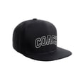thumbnail image 1 of Original Team Coach Snapback Hat Classic Layered Arched Letters Flat Bill Cap (Black Hat White Black Letters), 1 of 5