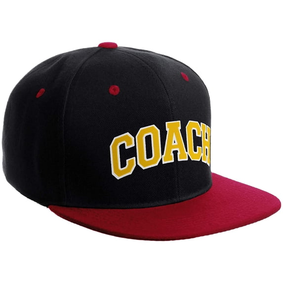 Original Team Coach Snapback Hat Classic Layered Arched Letters Flat Bill Cap